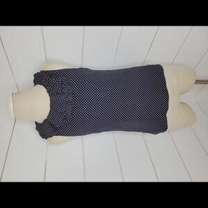 J CREW size 2 navy blue & white dots silk sleeveless blouse